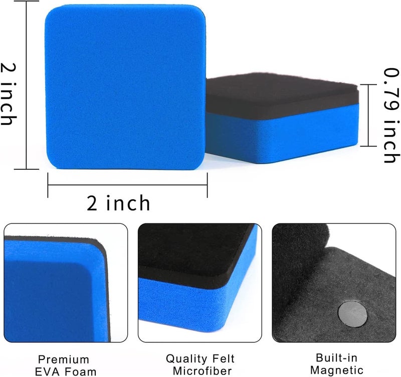 RNKP 24 Pack Magnetic Whiteboard Dry Erase Erasers Chalkboard Cleansers for Classroom, Home and Office (Blue) - Image 2